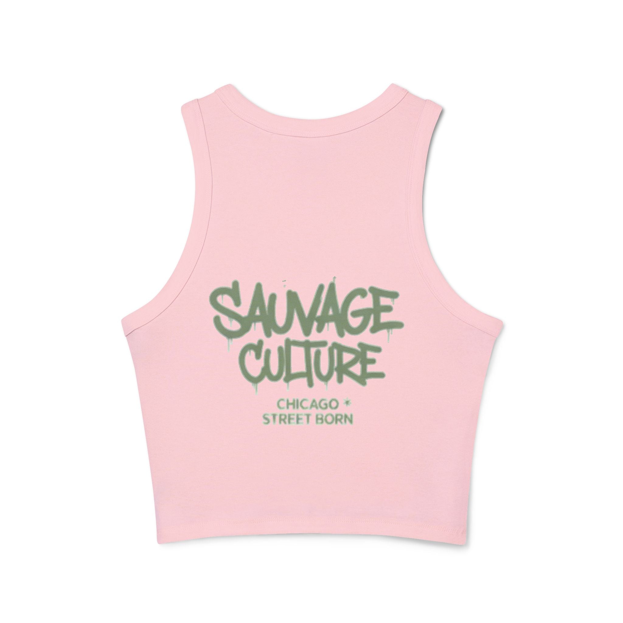 Racer Tank — "Sauvage Culture" Graffiti Crop Tank (Chicago Street Born)