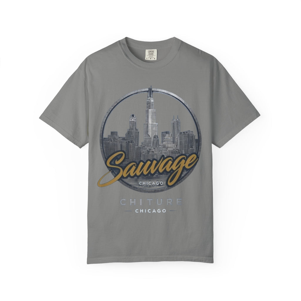 Chicago Skyline T-Shirt — "Sauvage" Graphic Tee Gold