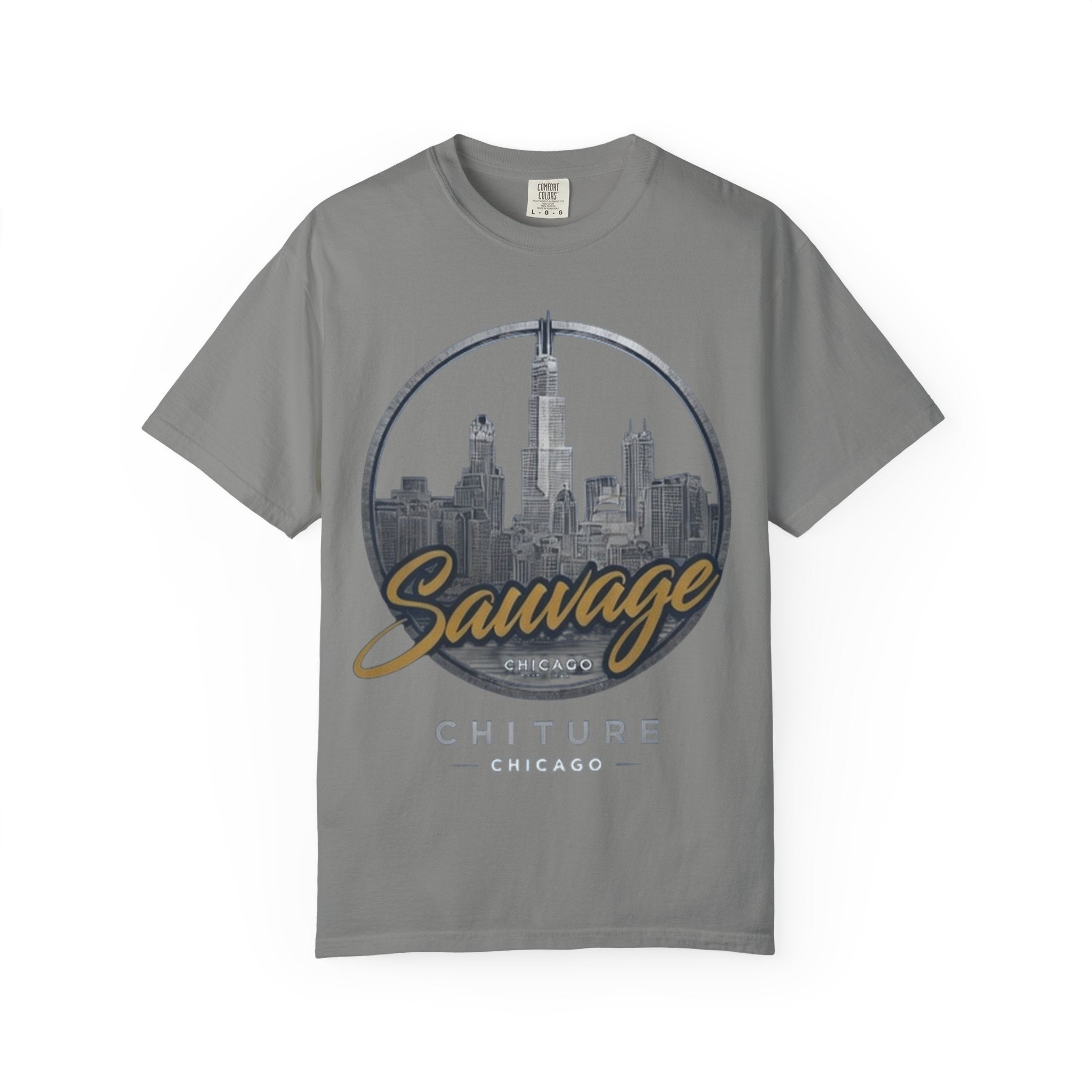 Chicago Skyline T-Shirt — "Sauvage" Graphic Tee Gold