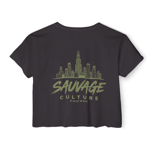 Chicago Skyline Crop Top — "Sauvage Culture" Festival Tee