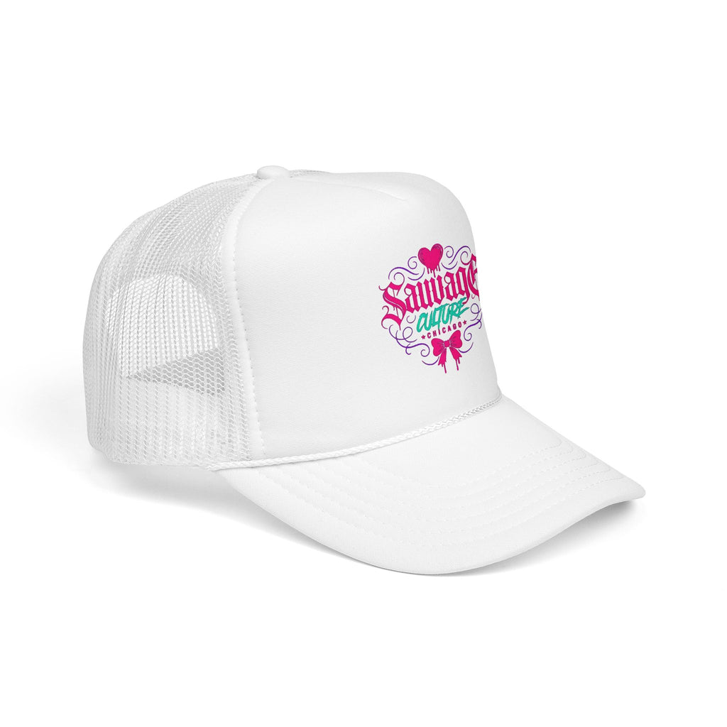 Pink Trucker Hat — 'Savage Auntie' Floral Graphic Foam Cap