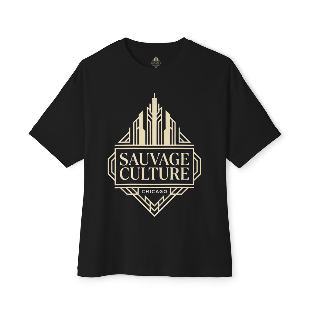 Sauvage Culture Chicago Tee — Art Deco Logo Boxy T‑Shirt