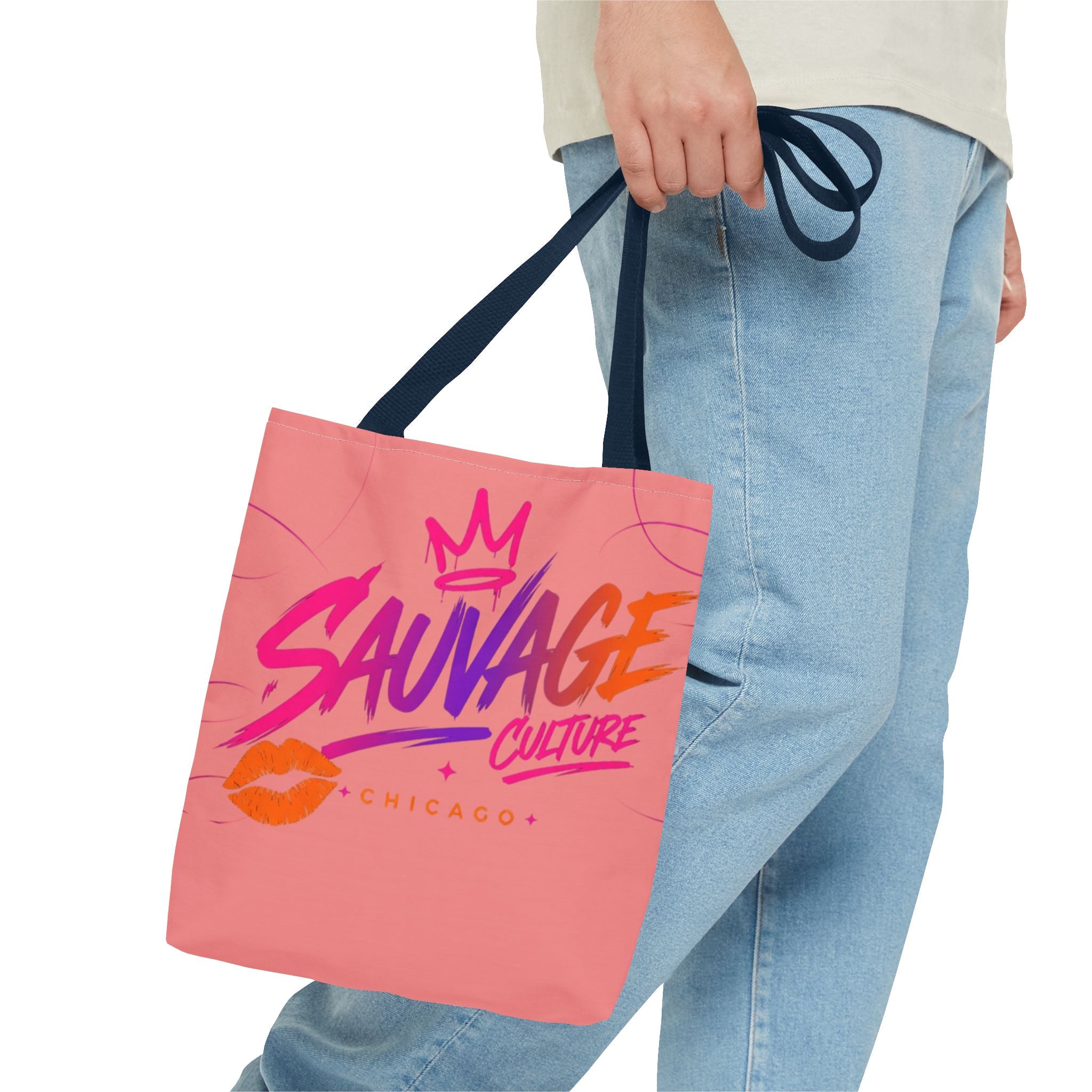 Sauvage Culture Tote Bag — Pink Graphic Shopper