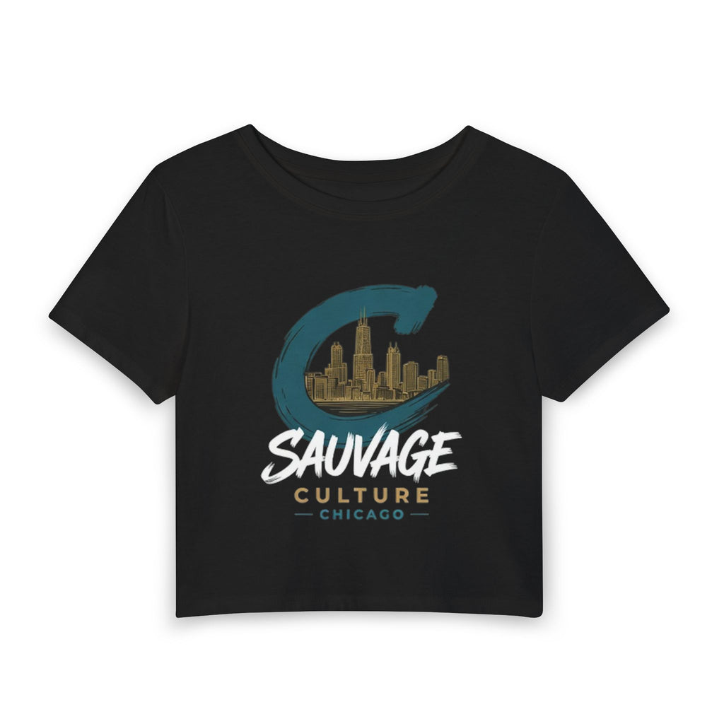 Chicago 'Sauvage Culture' Women's Baby Tee — City Skyline Crop Top