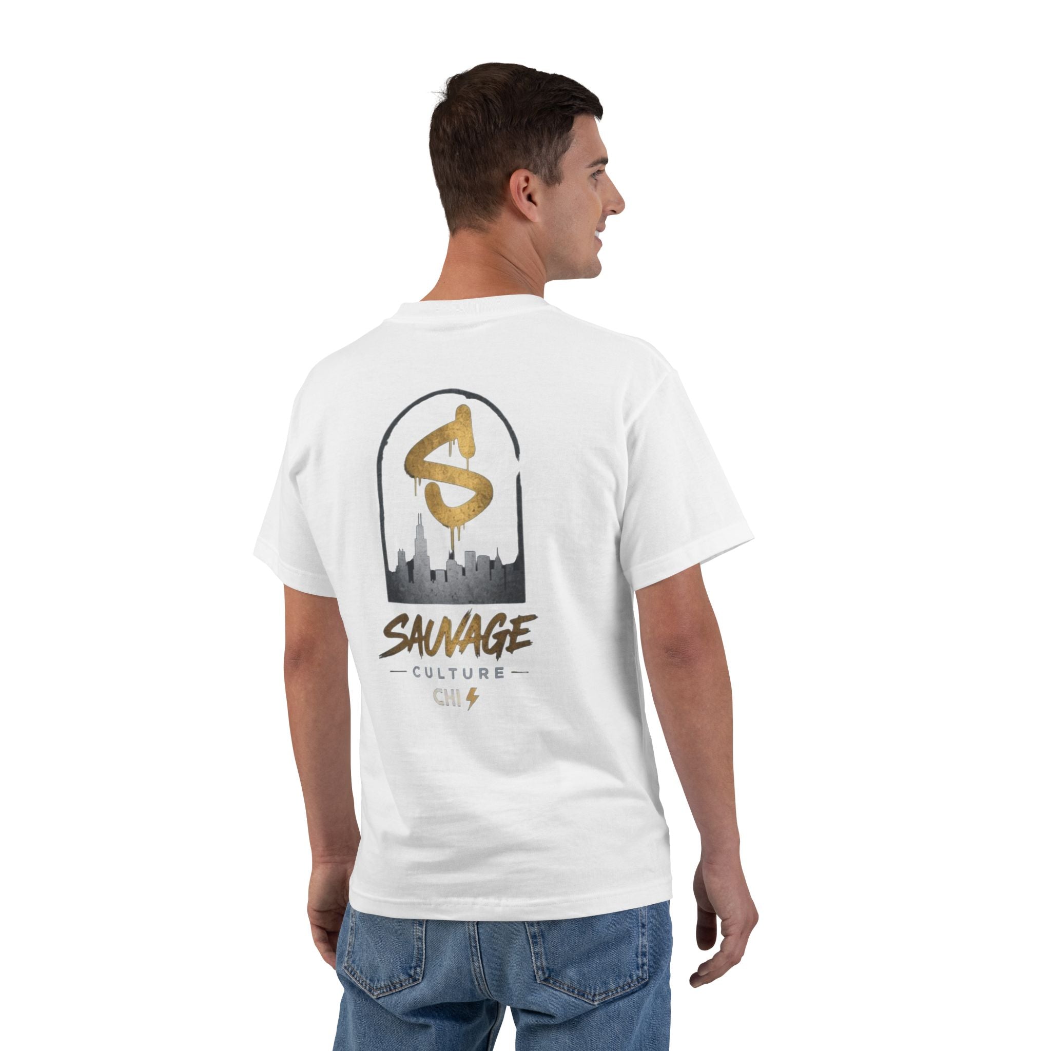 Savage Culture Skyline T-Shirt — Gold Logo Urban Streetwear