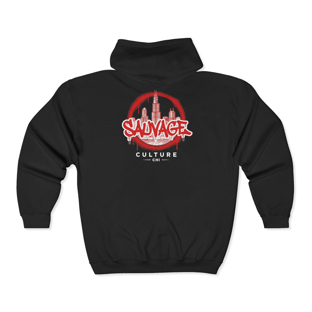 Savage Culture Zip Hoodie — Urban Graffiti Full-Zip Sweatshirt