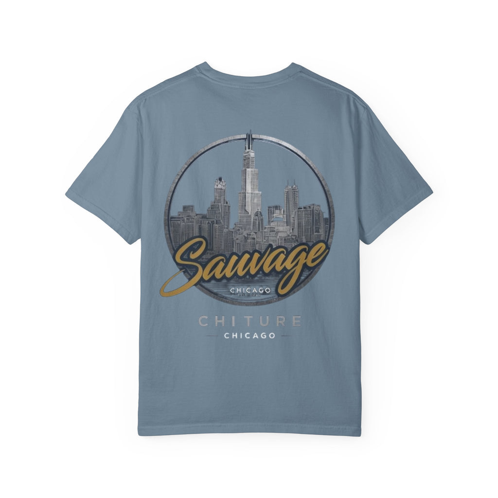 Chicago Skyline T-Shirt — "Sauvage" Graphic Tee Gold