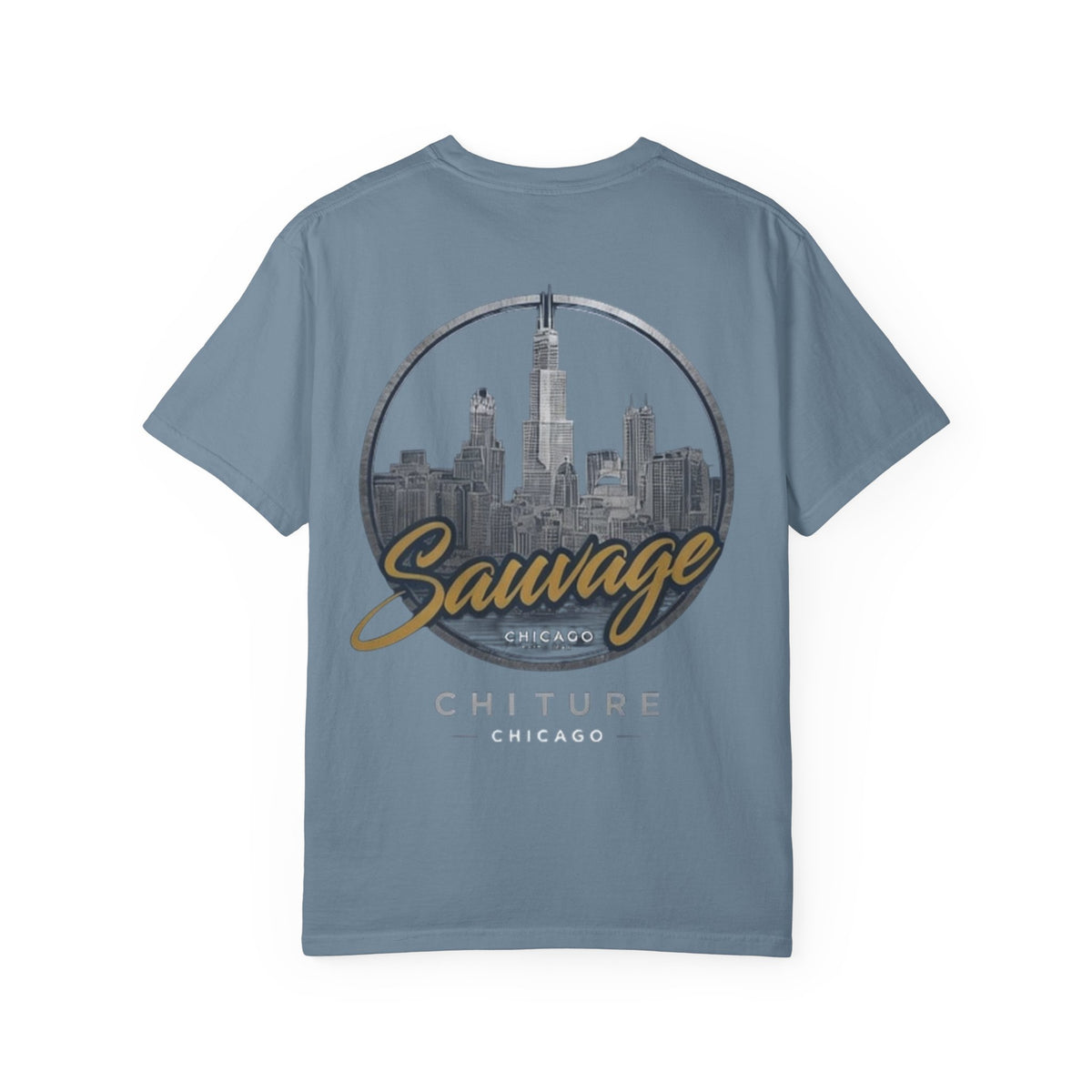 Chicago Skyline T-Shirt — "Sauvage" Graphic Tee Gold