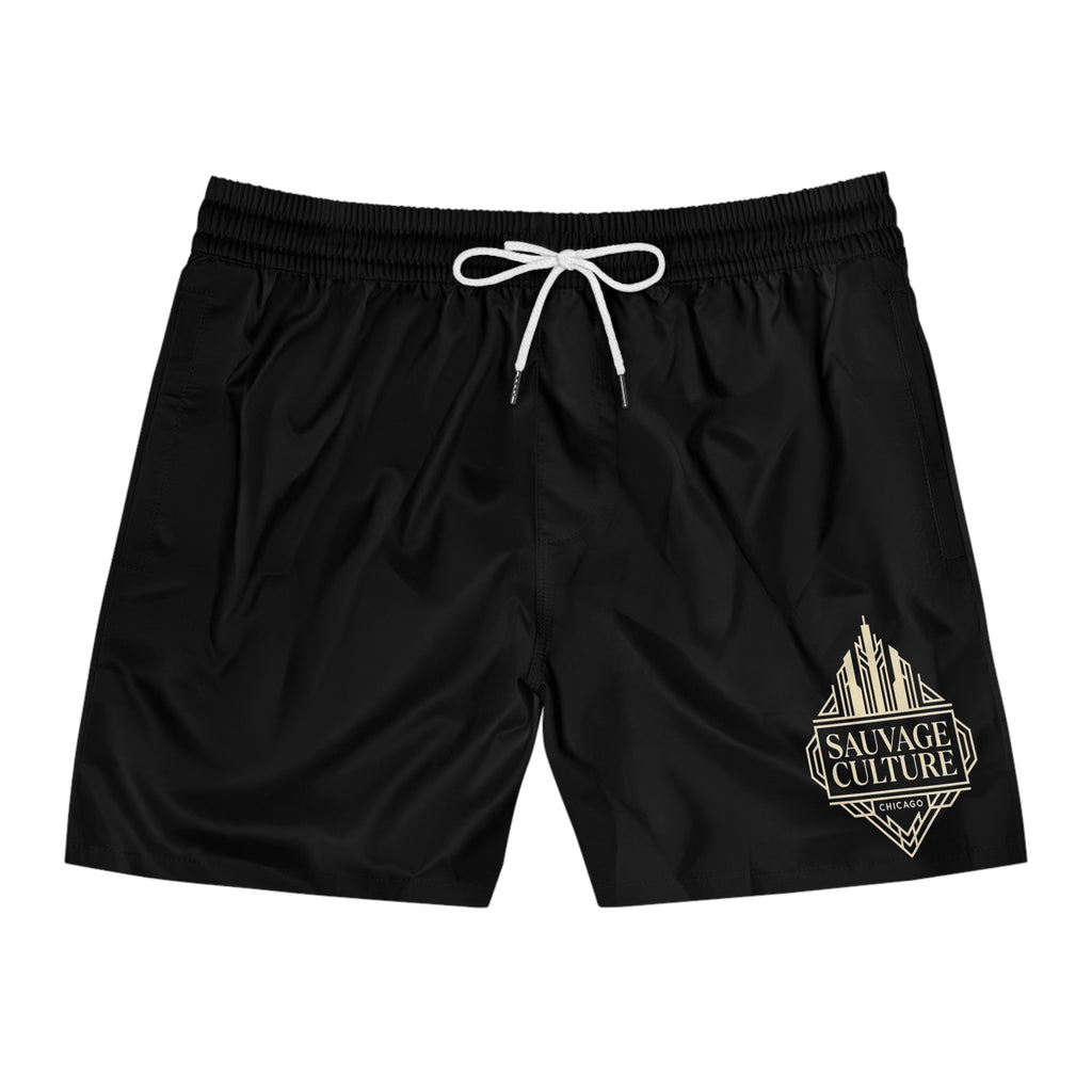 Men's Sauvage Culture Art Deco Chicago Mid-Length Swim Shorts