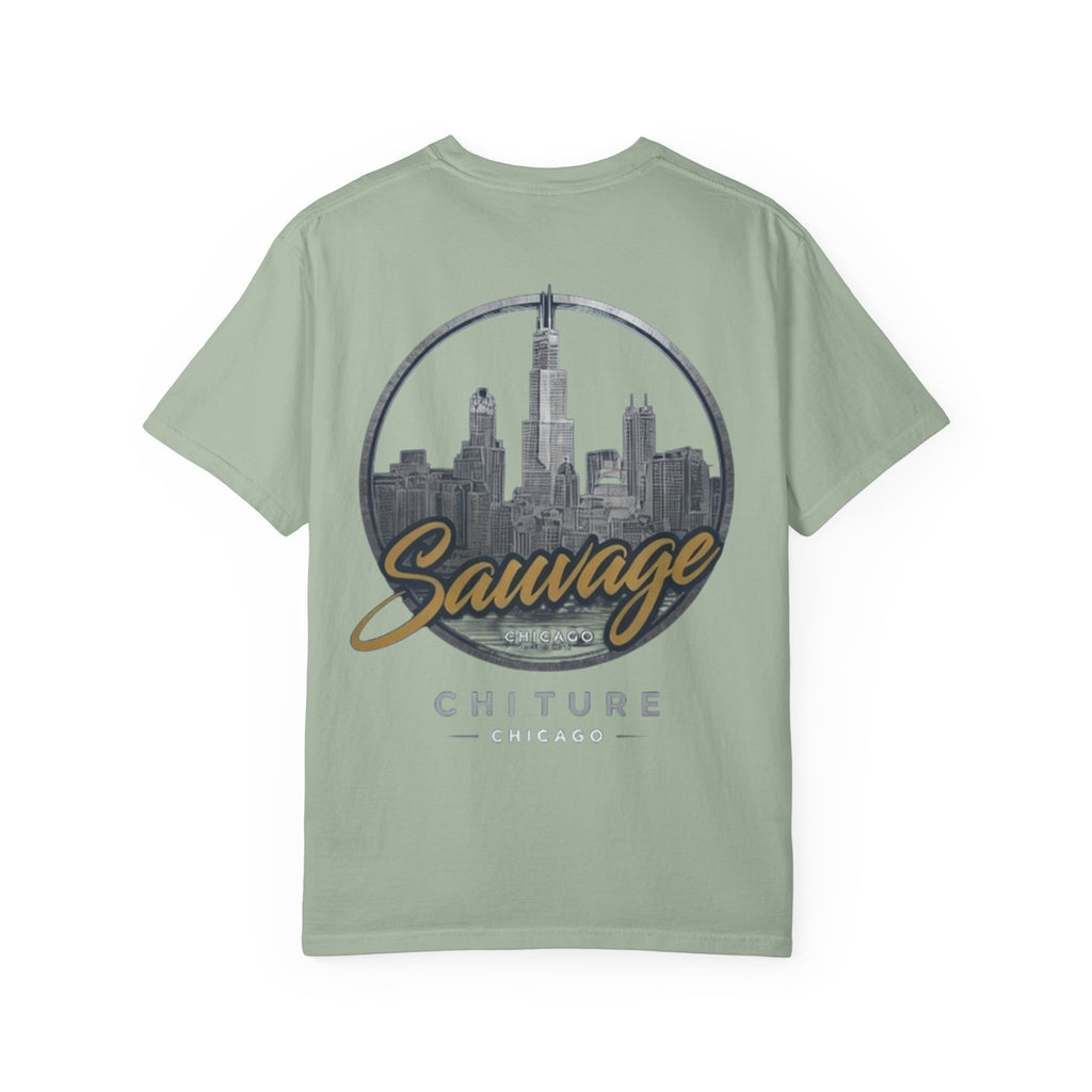 Chicago Skyline T-Shirt — "Sauvage" Graphic Tee Gold