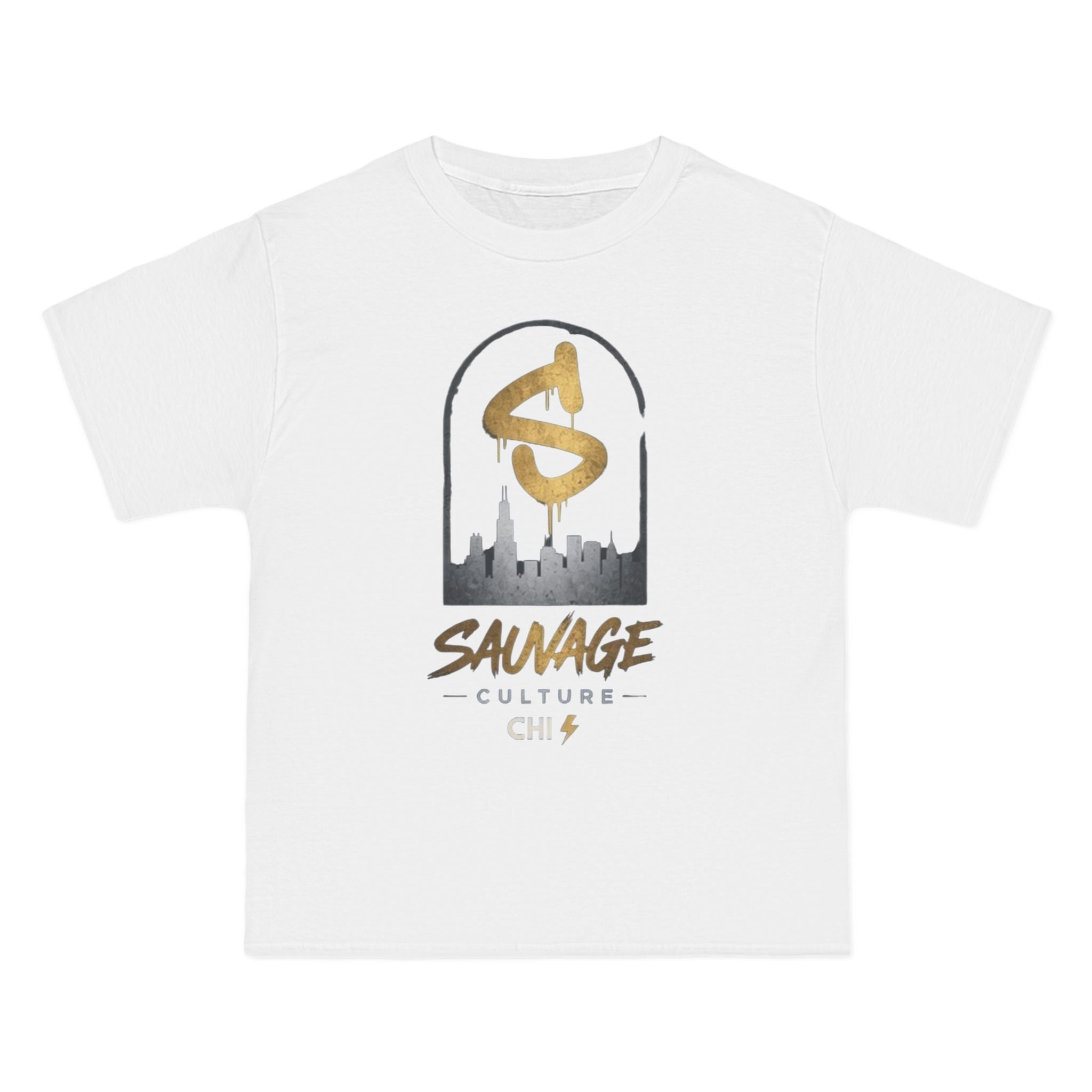 Savage Culture Skyline T-Shirt — Gold Logo Urban Streetwear