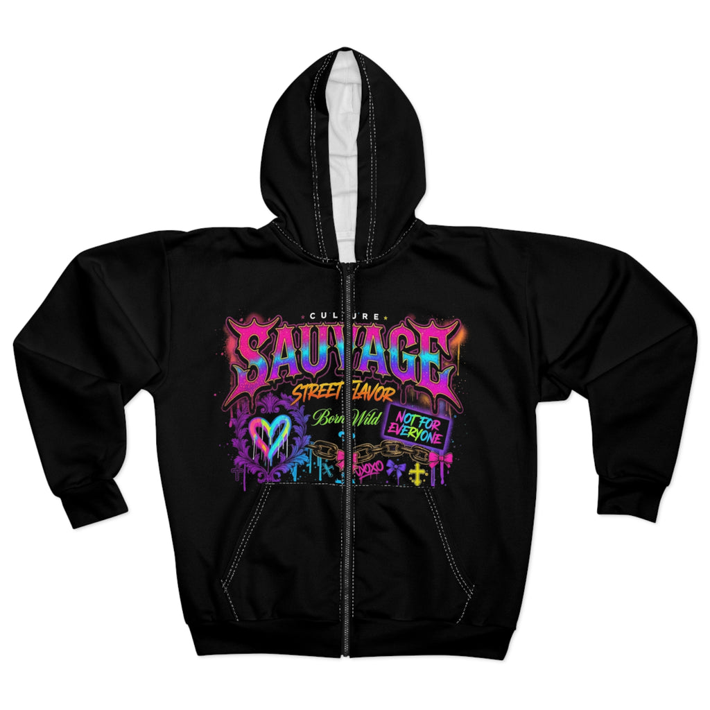 Savage Neon Graffiti Zip Hoodie