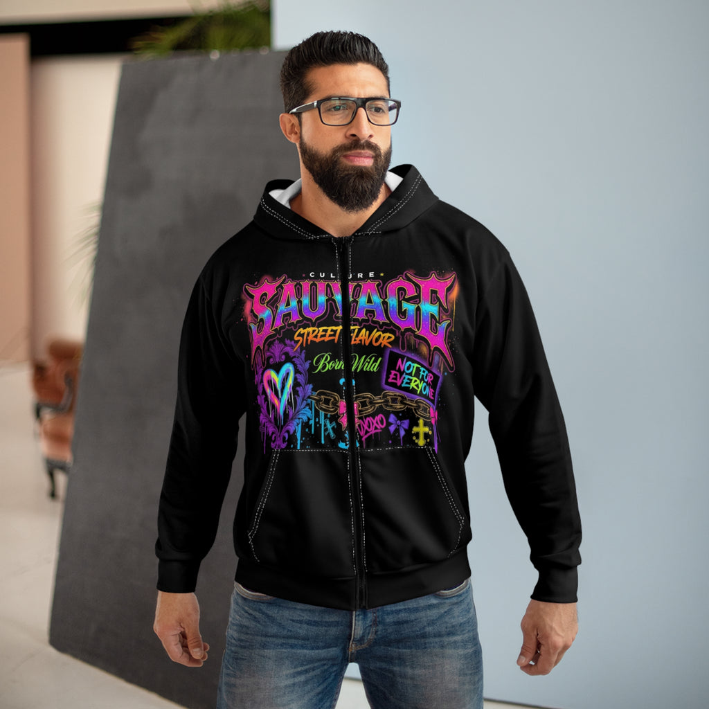 Savage Neon Graffiti Zip Hoodie