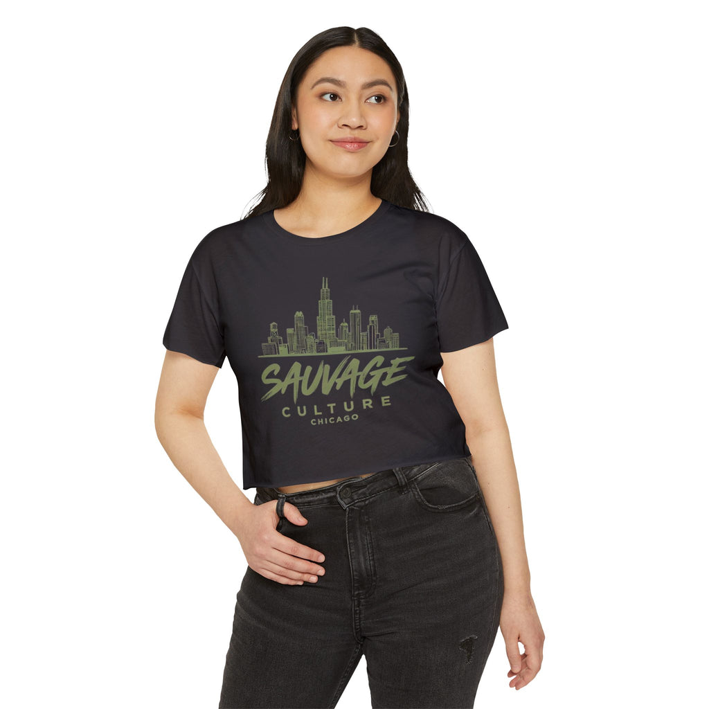 Chicago Skyline Crop Top — "Sauvage Culture" Festival Tee