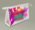 Holographic Makeup Bag — "Sauvage Culture" Cosmetic Pouch with Heart & Bow
