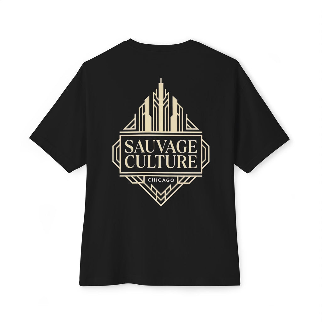 Sauvage Culture Chicago Tee — Art Deco Logo Boxy T‑Shirt