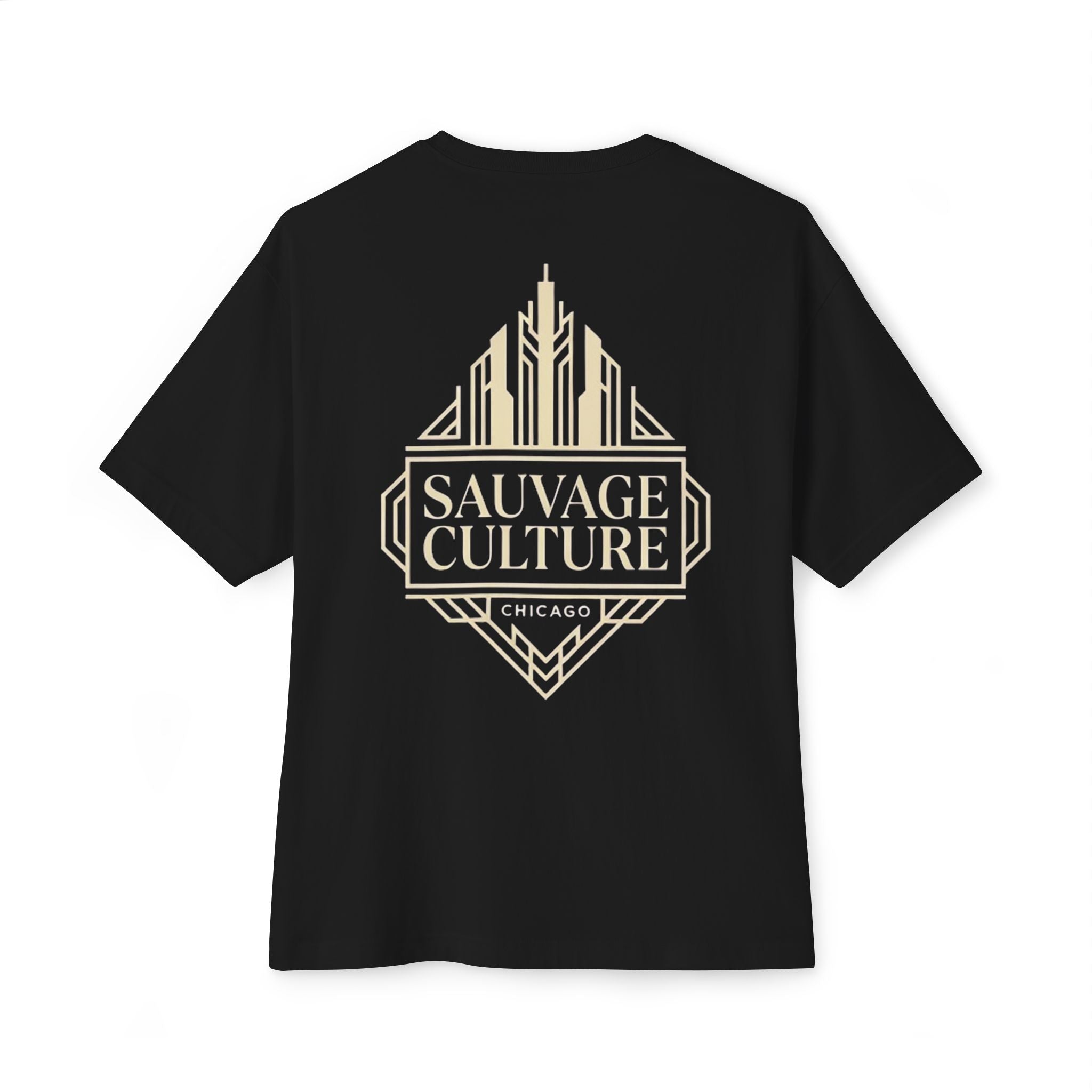 Sauvage Culture Chicago Tee — Art Deco Logo Boxy T‑Shirt