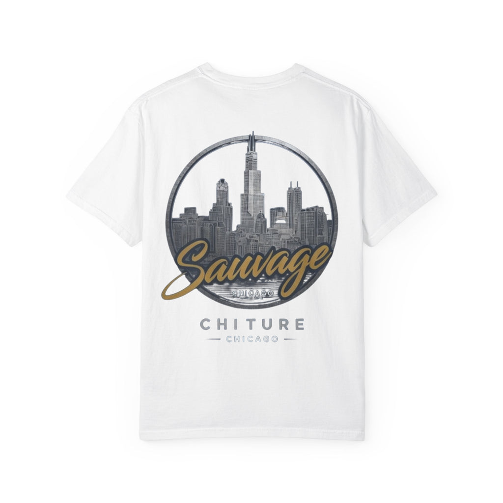 Chicago Skyline T-Shirt — "Sauvage" Graphic Tee Gold