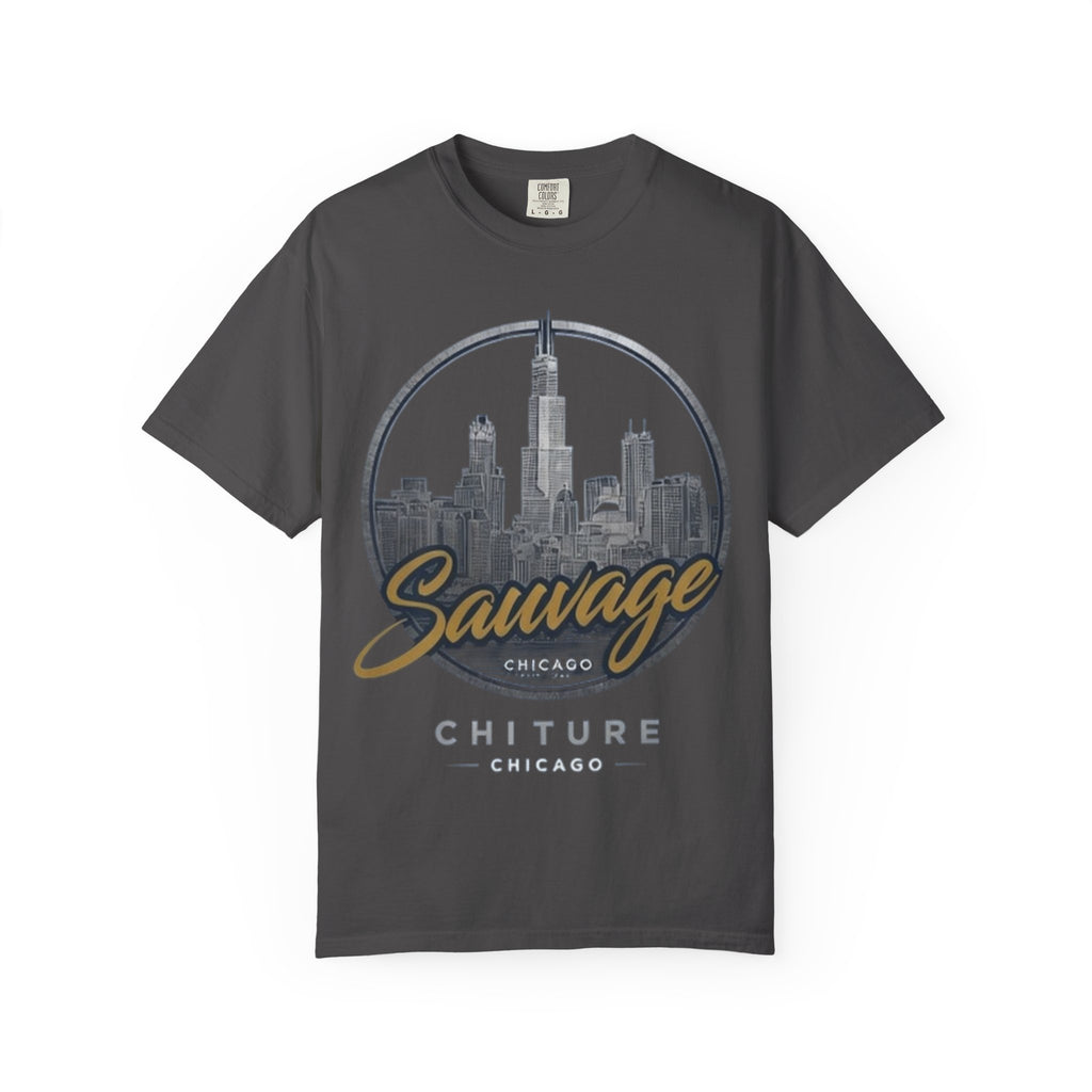 Chicago Skyline T-Shirt — "Sauvage" Graphic Tee Gold