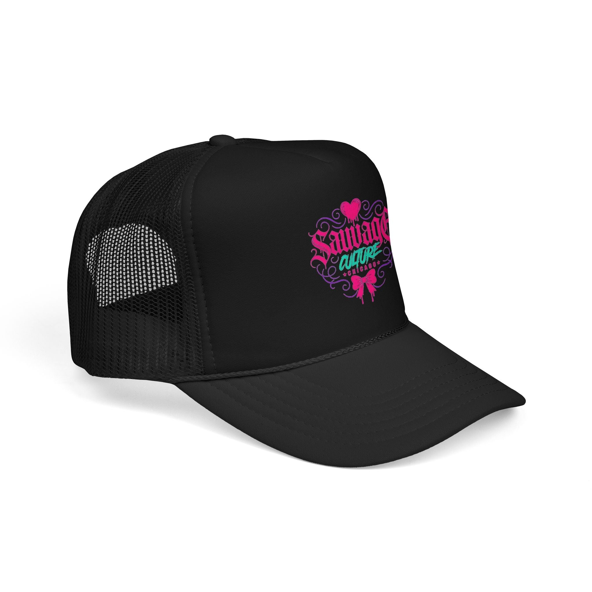 Pink Trucker Hat — 'Savage Auntie' Floral Graphic Foam Cap