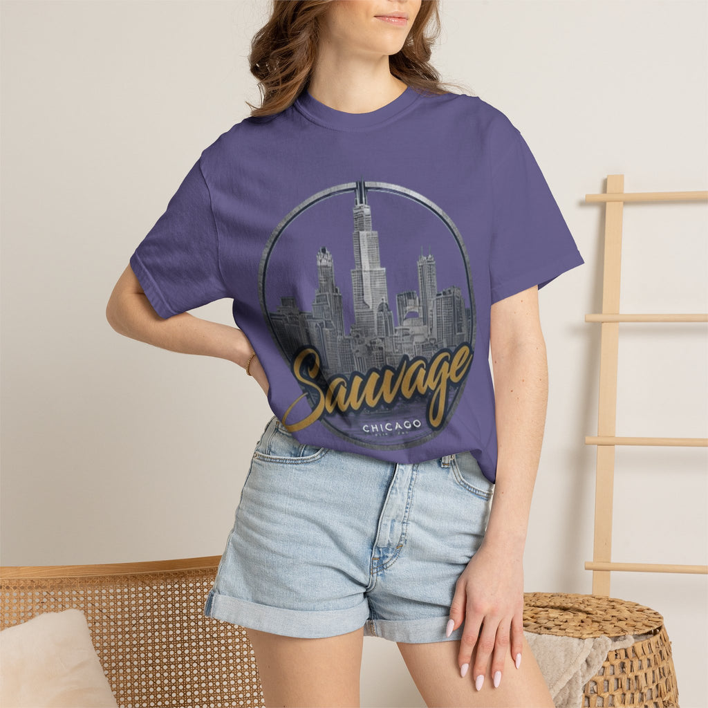 Chicago Skyline T-Shirt — "Sauvage" Graphic Tee Gold