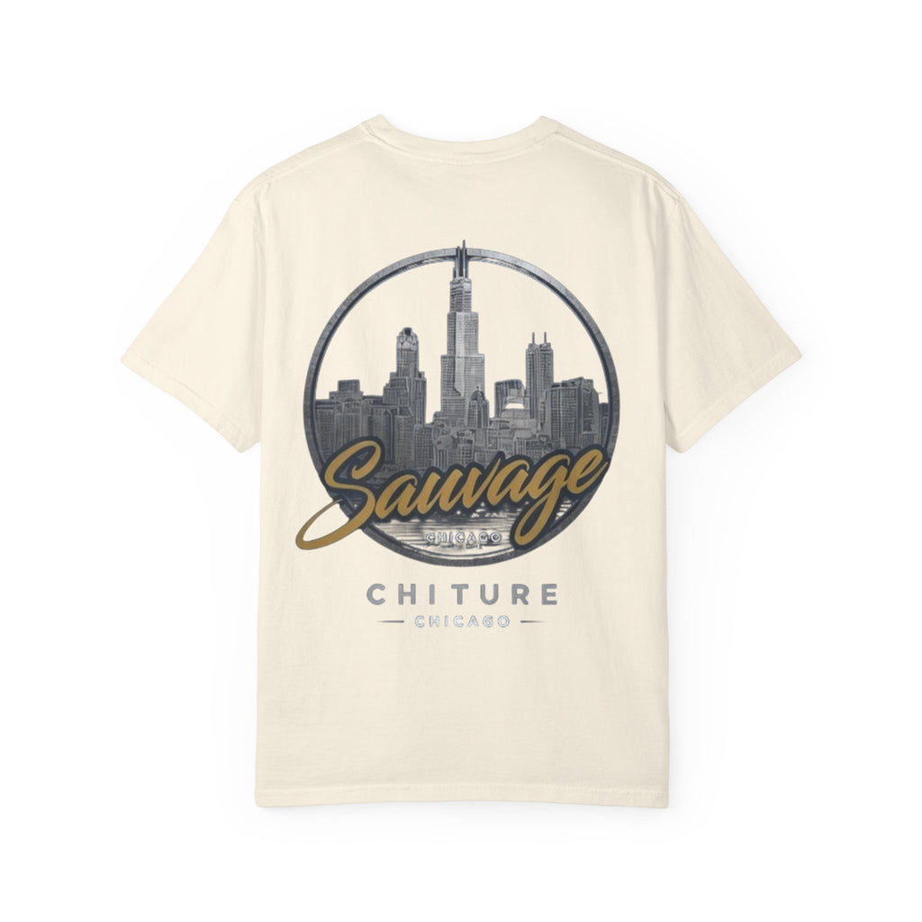 Chicago Skyline T-Shirt — "Sauvage" Graphic Tee Gold