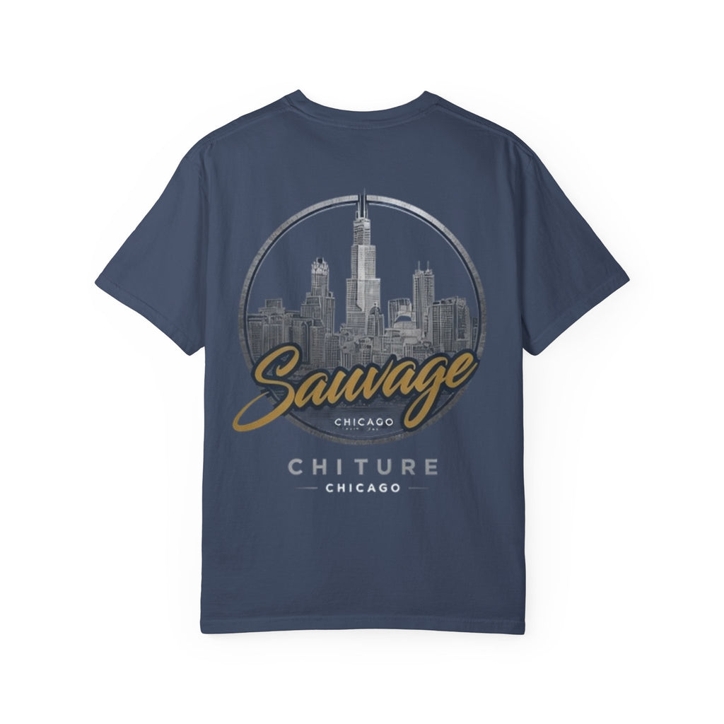 Chicago Skyline T-Shirt — "Sauvage" Graphic Tee Gold