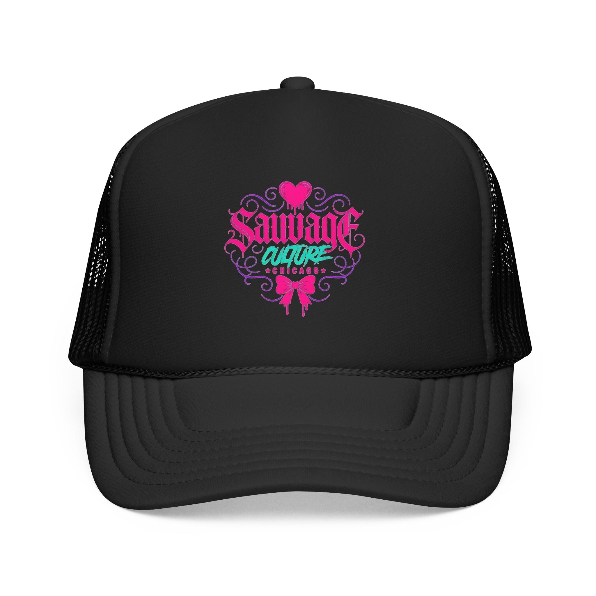 Pink Trucker Hat — 'Savage Auntie' Floral Graphic Foam Cap