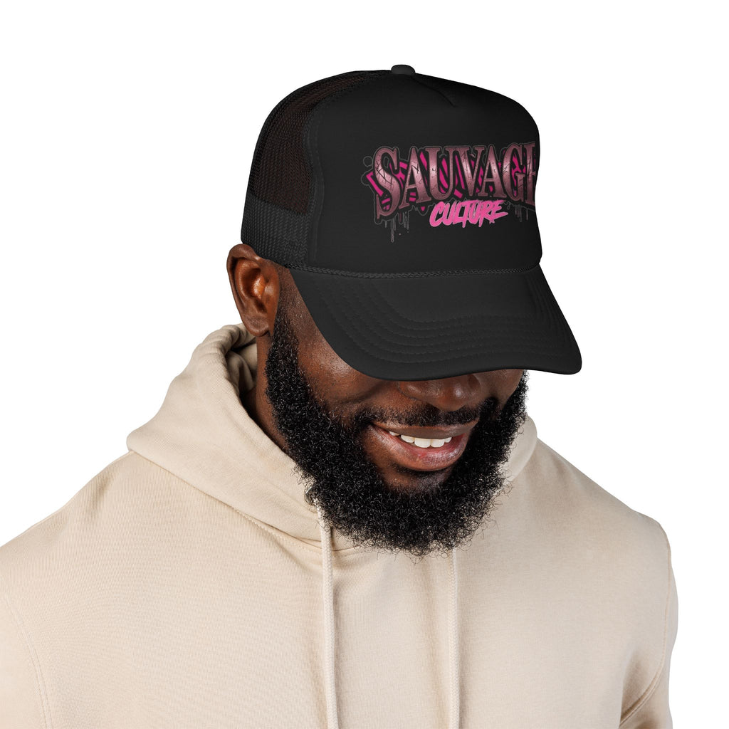 Copy of Pink Trucker Hat — 'Savage Auntie' Floral Graphic Foam Cap