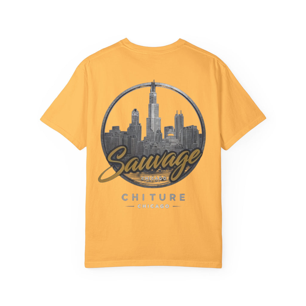 Chicago Skyline T-Shirt — "Sauvage" Graphic Tee Gold