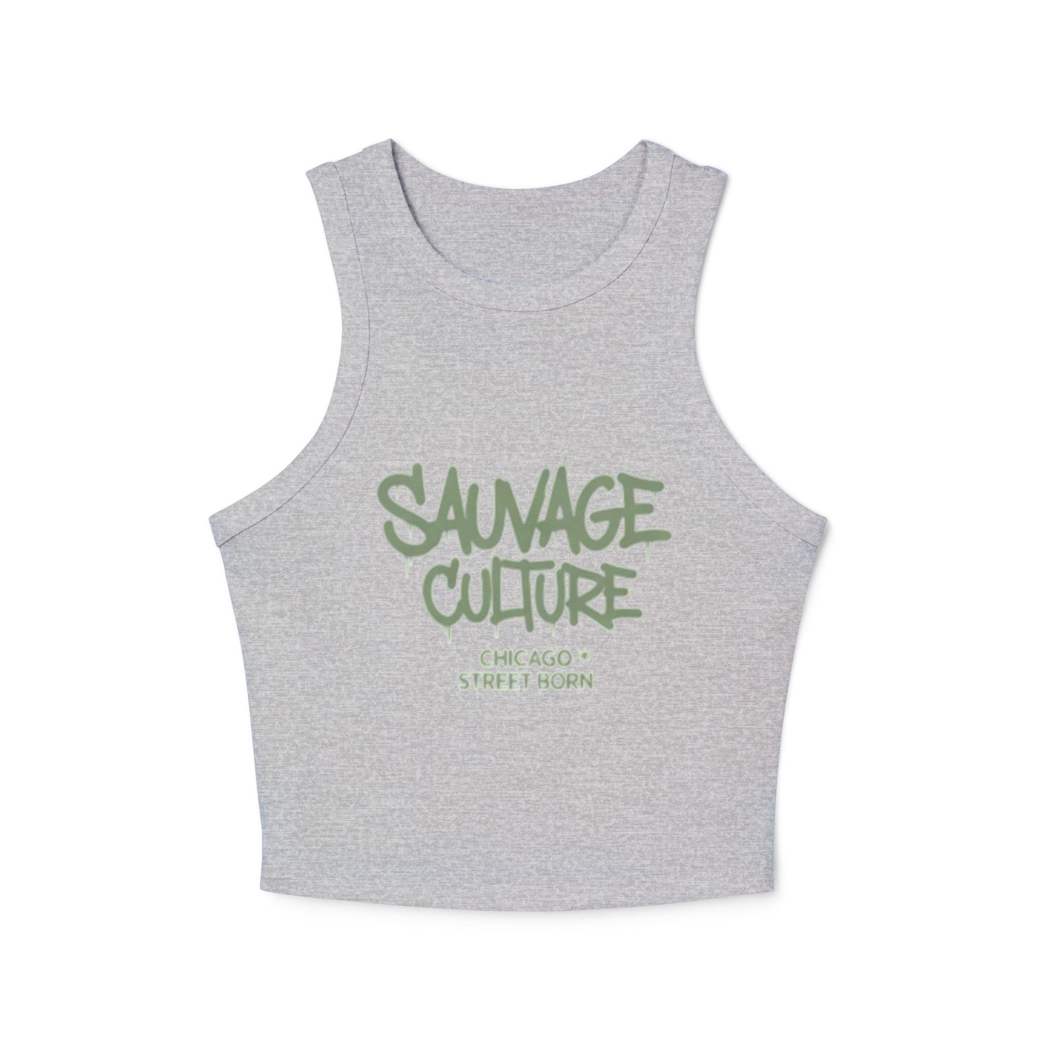 Racer Tank — "Sauvage Culture" Graffiti Crop Tank (Chicago Street Born)