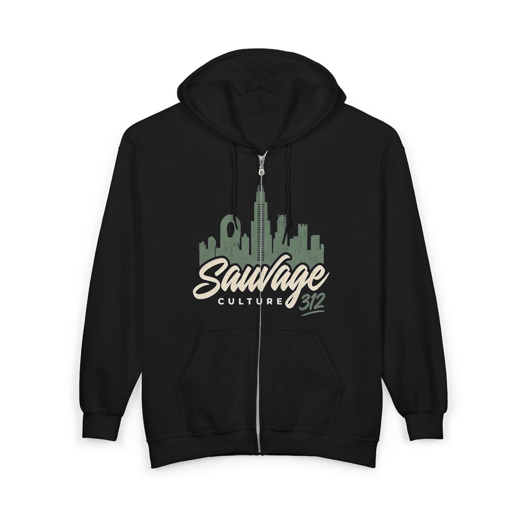 Savage Culture City Skyline Zip Hoodie – Urban Vintage Graphic Hoodie