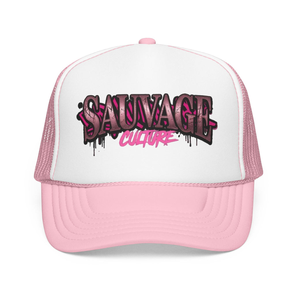Copy of Pink Trucker Hat — 'Savage Auntie' Floral Graphic Foam Cap