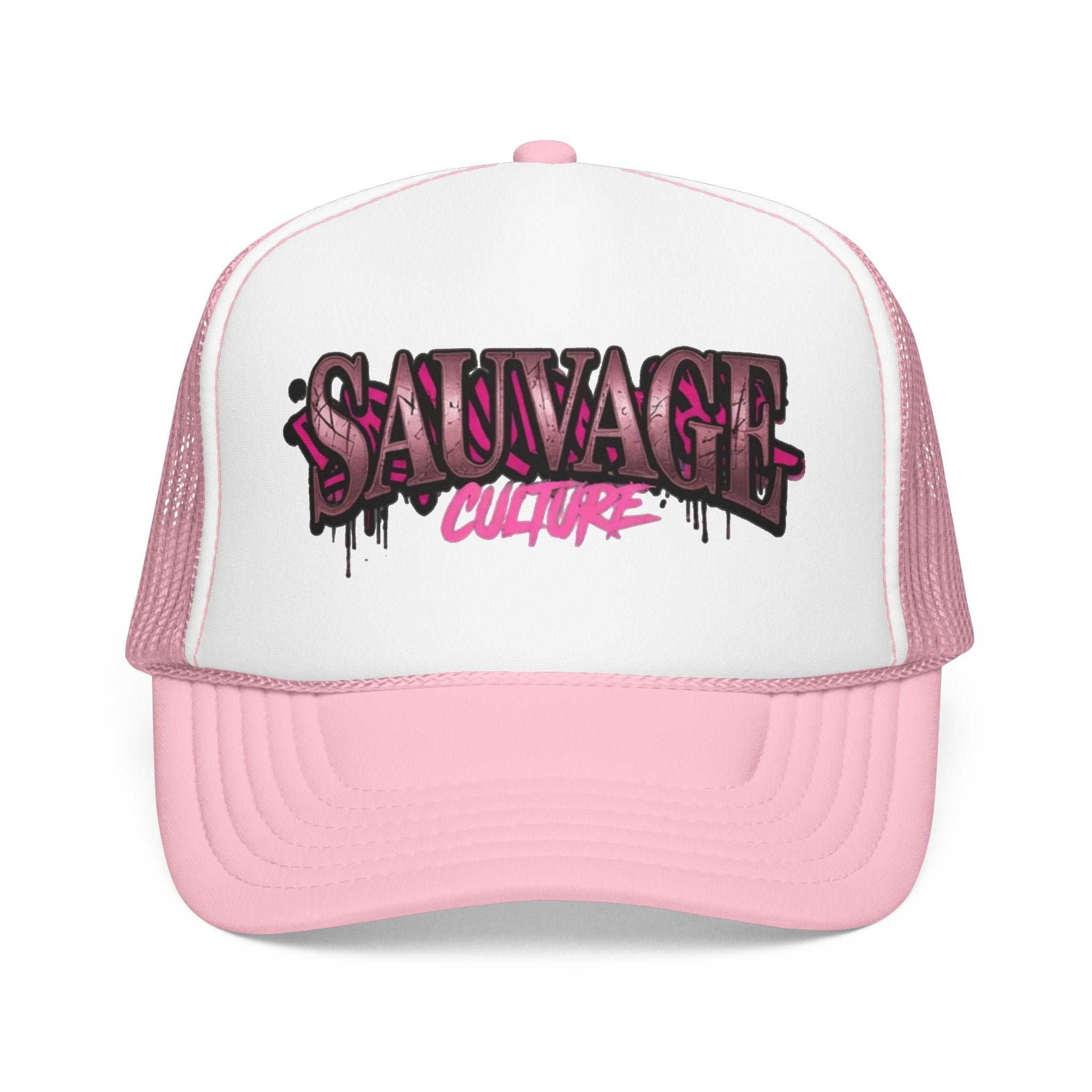 Copy of Pink Trucker Hat — 'Savage Auntie' Floral Graphic Foam Cap
