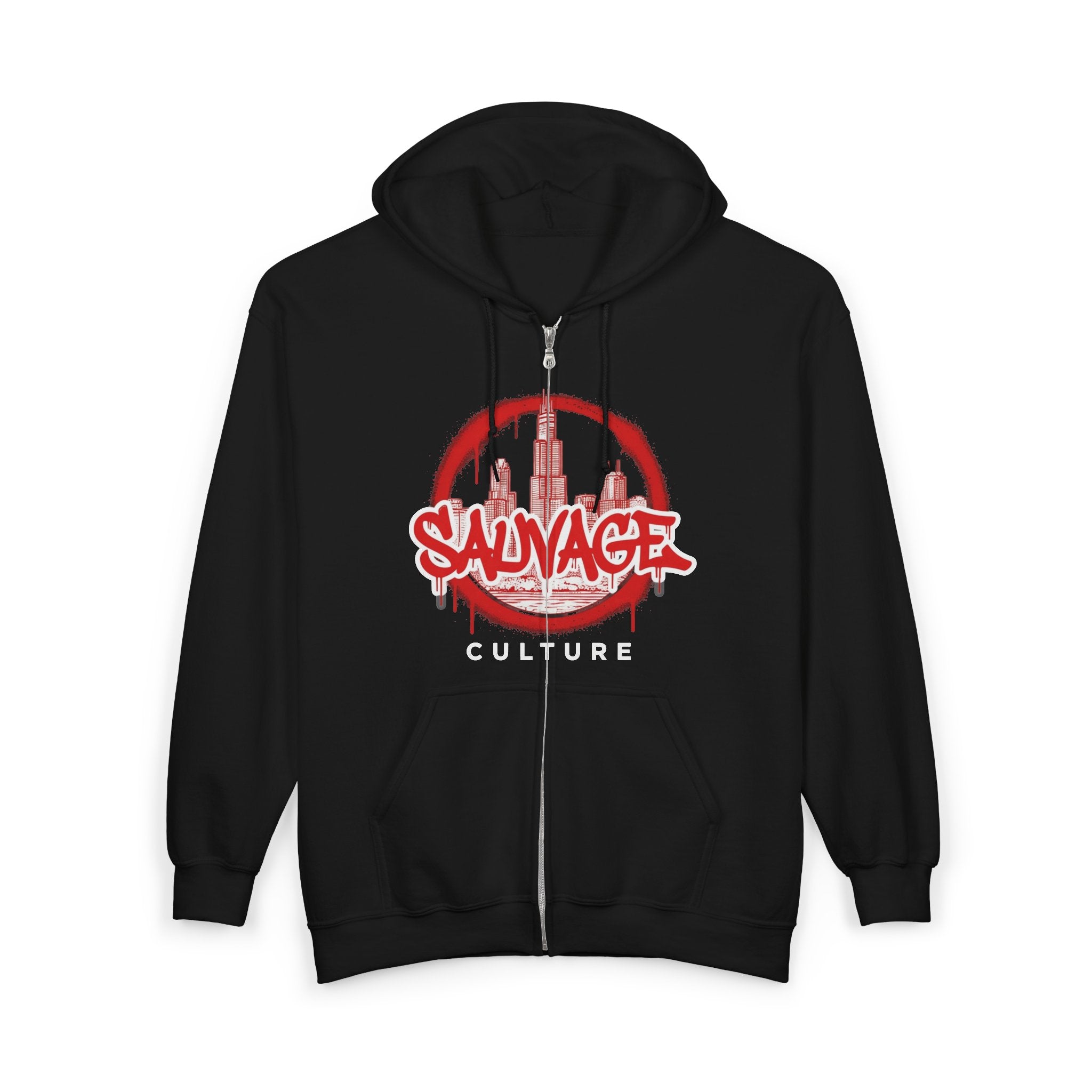 Savage Culture Zip Hoodie — Urban Graffiti Full-Zip Sweatshirt