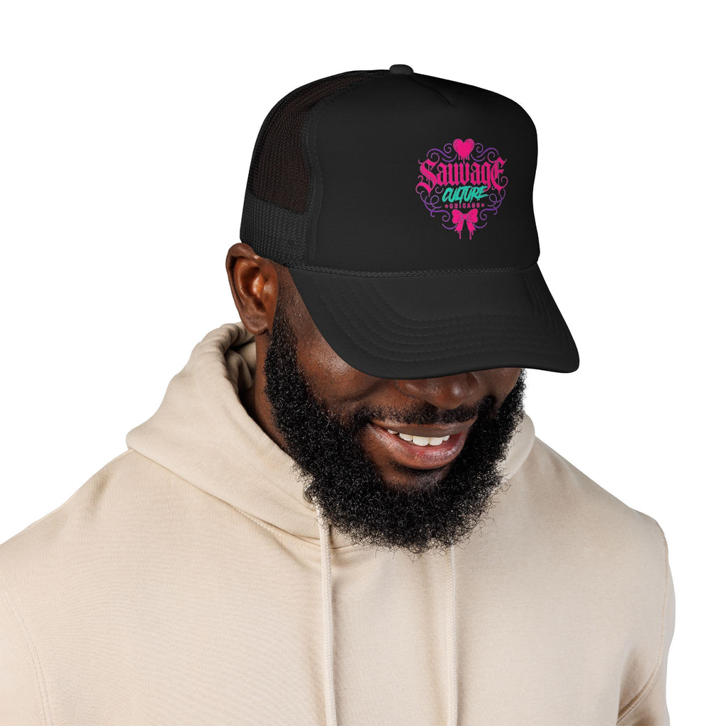 Pink Trucker Hat — 'Savage Auntie' Floral Graphic Foam Cap