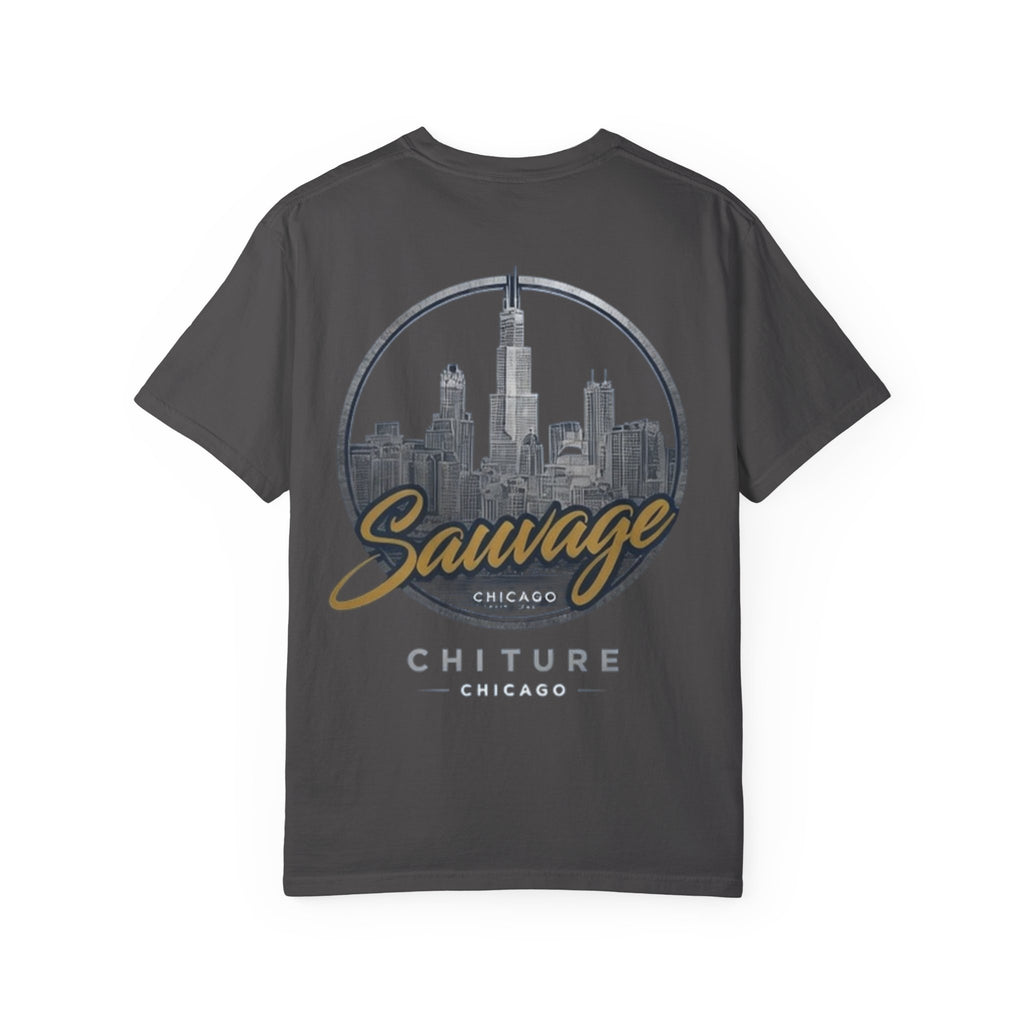 Chicago Skyline T-Shirt — "Sauvage" Graphic Tee Gold