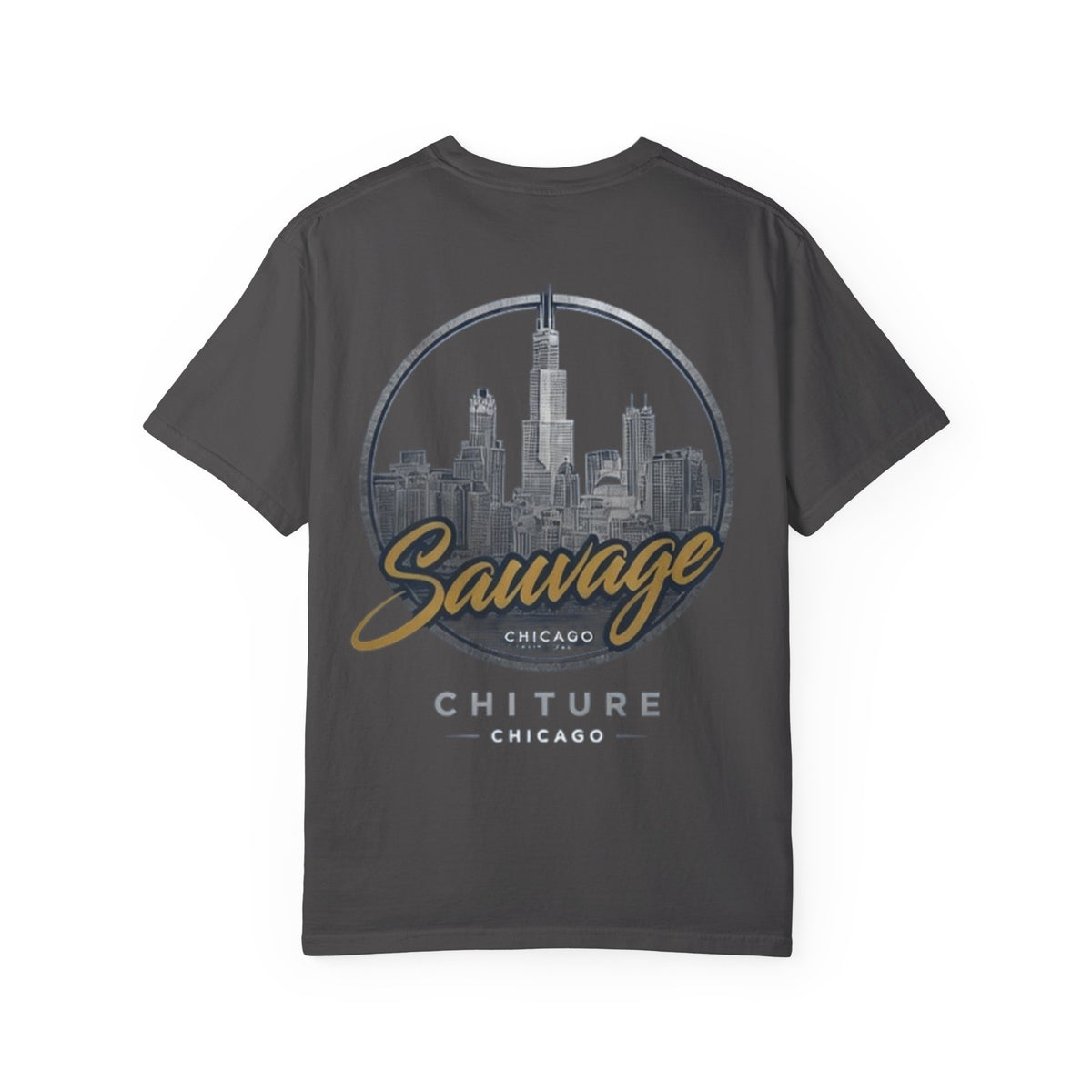 Chicago Skyline T-Shirt — "Sauvage" Graphic Tee Gold