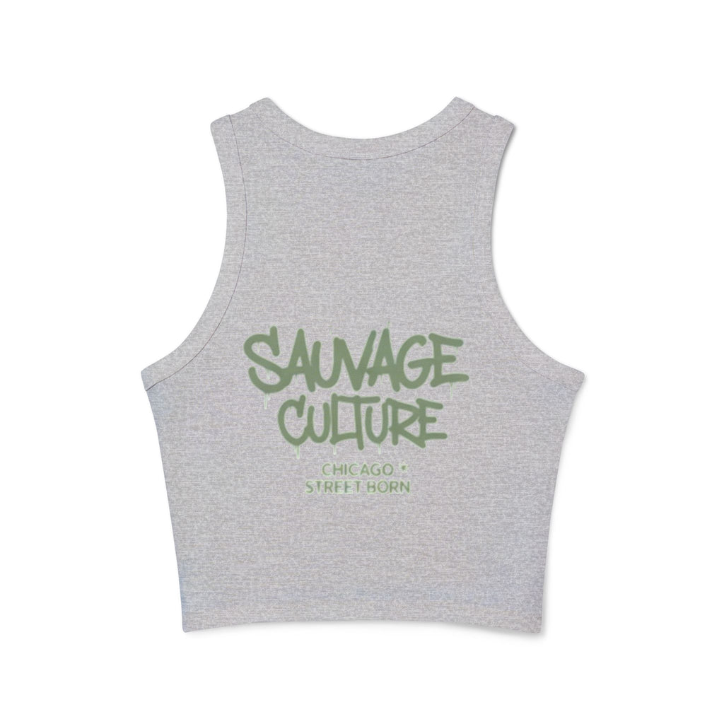 Racer Tank — "Sauvage Culture" Graffiti Crop Tank (Chicago Street Born)