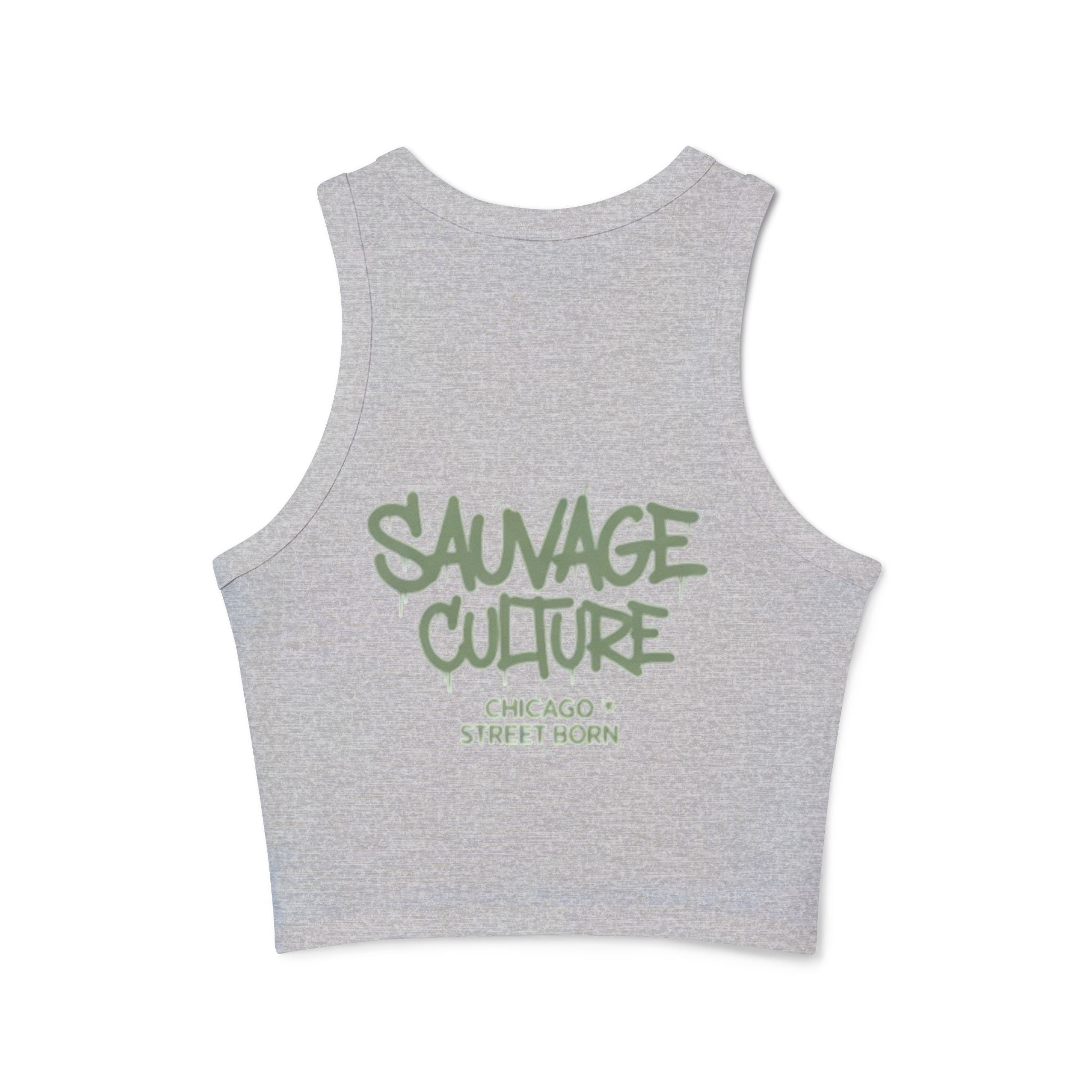 Racer Tank — "Sauvage Culture" Graffiti Crop Tank (Chicago Street Born)