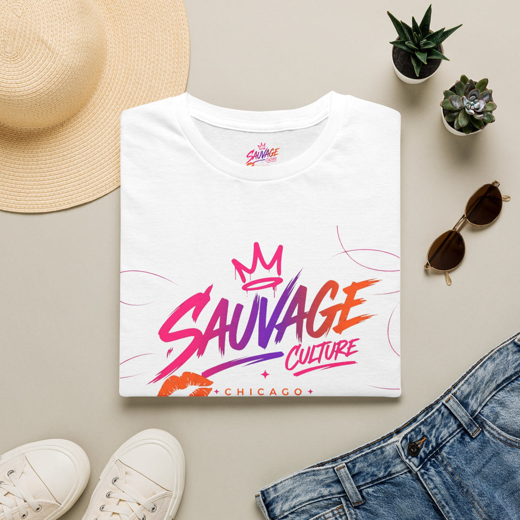 Sauvage Culture T-Shirt — Retro Neon Graphic Tee (Chicago)