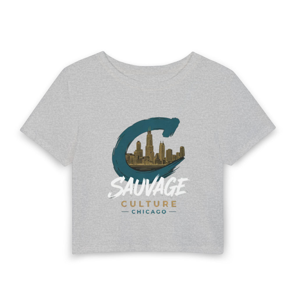 Chicago 'Sauvage Culture' Women's Baby Tee — City Skyline Crop Top