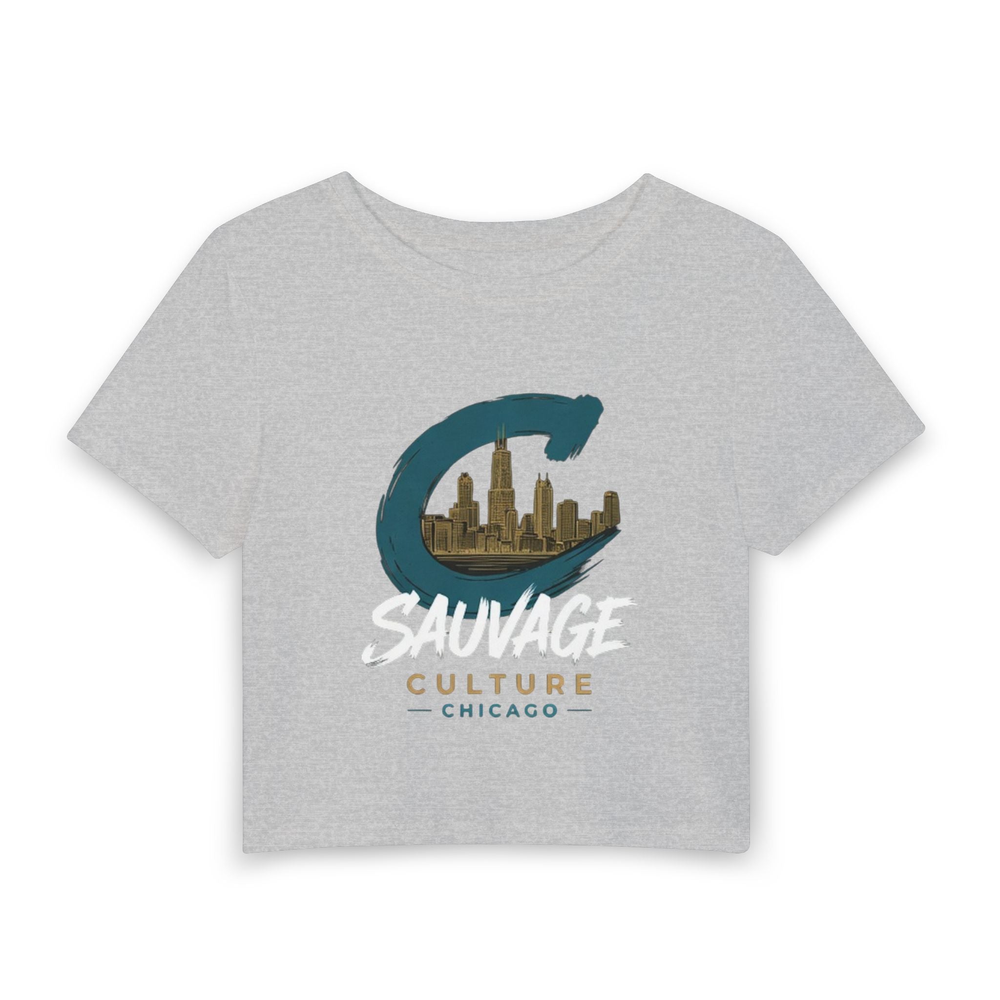 Chicago 'Sauvage Culture' Women's Baby Tee — City Skyline Crop Top