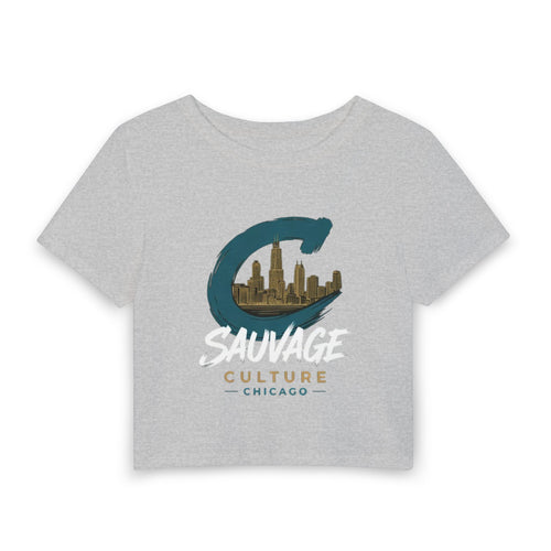 Chicago 'Sauvage Culture' Women's Baby Tee — City Skyline Crop Top