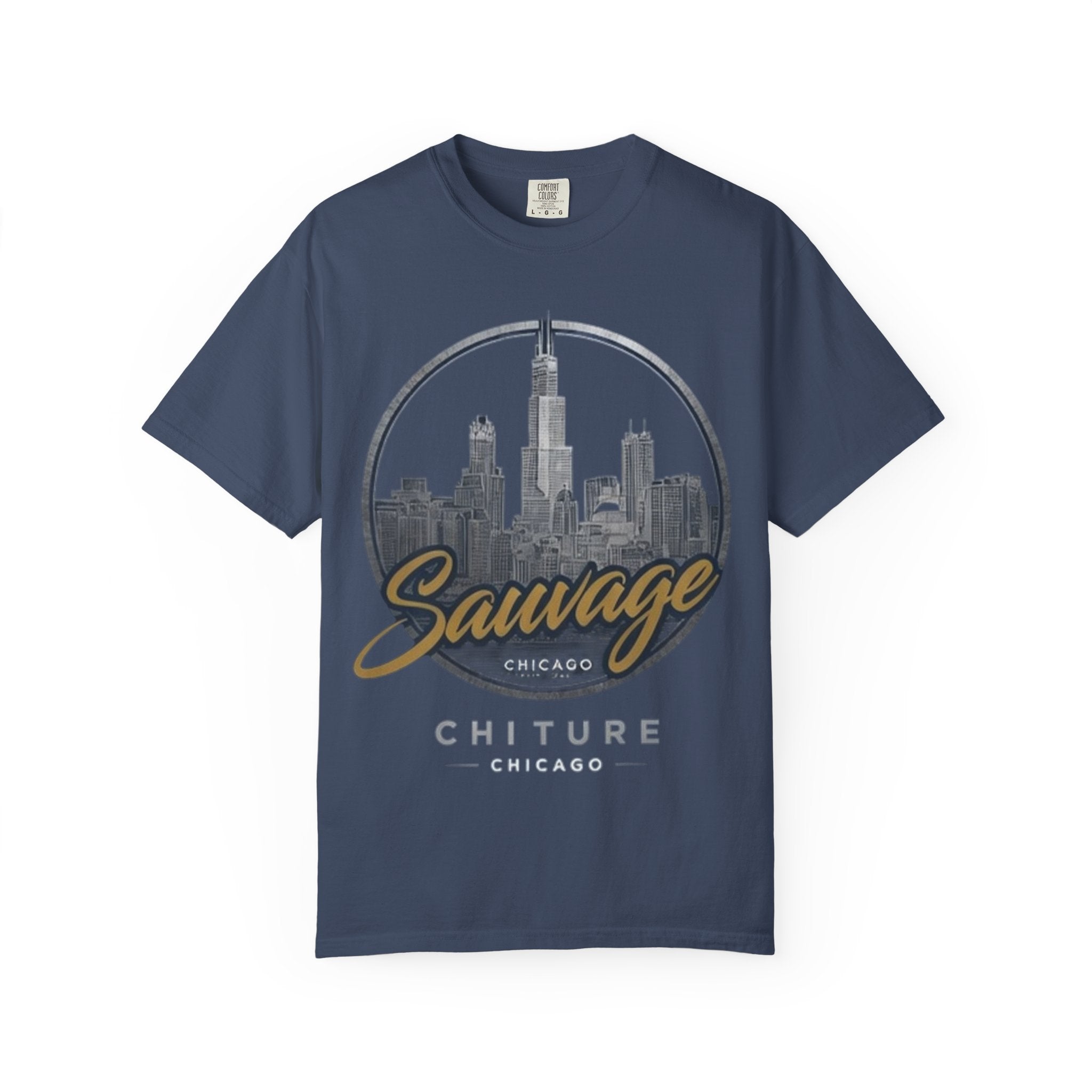 Chicago Skyline T-Shirt — "Sauvage" Graphic Tee Gold