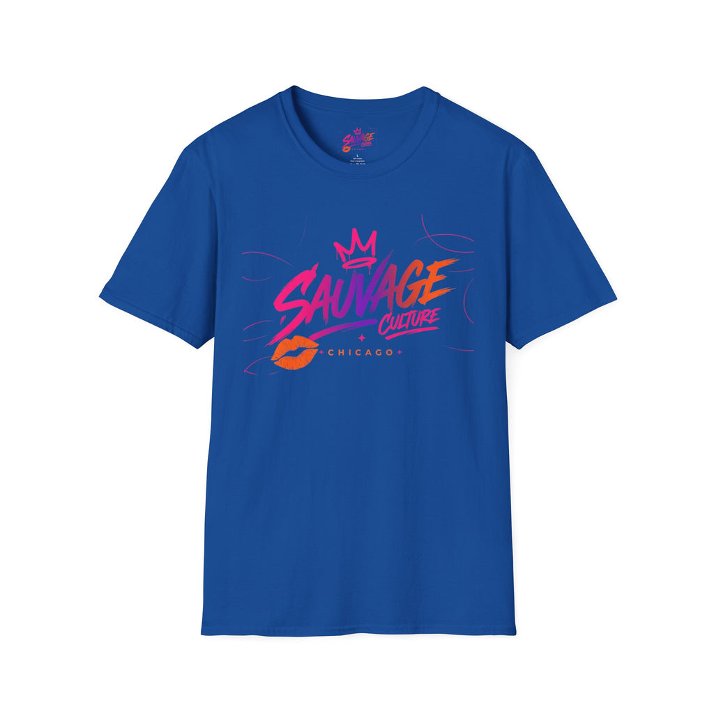 Sauvage Culture T-Shirt — Retro Neon Graphic Tee (Chicago)
