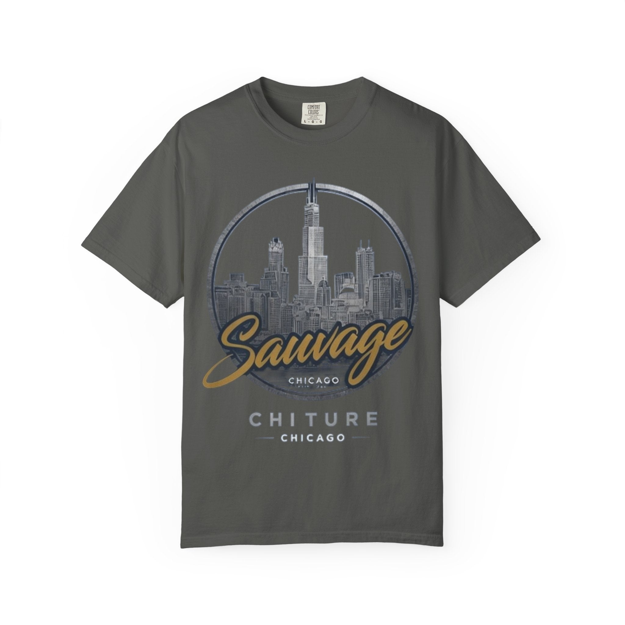 Chicago Skyline T-Shirt — "Sauvage" Graphic Tee Gold
