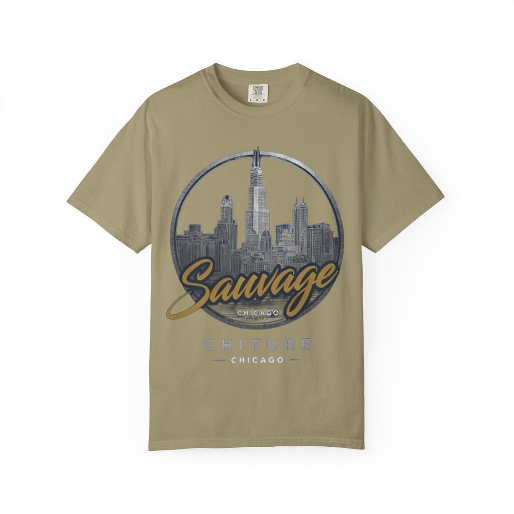 Chicago Skyline T-Shirt — "Sauvage" Graphic Tee Gold