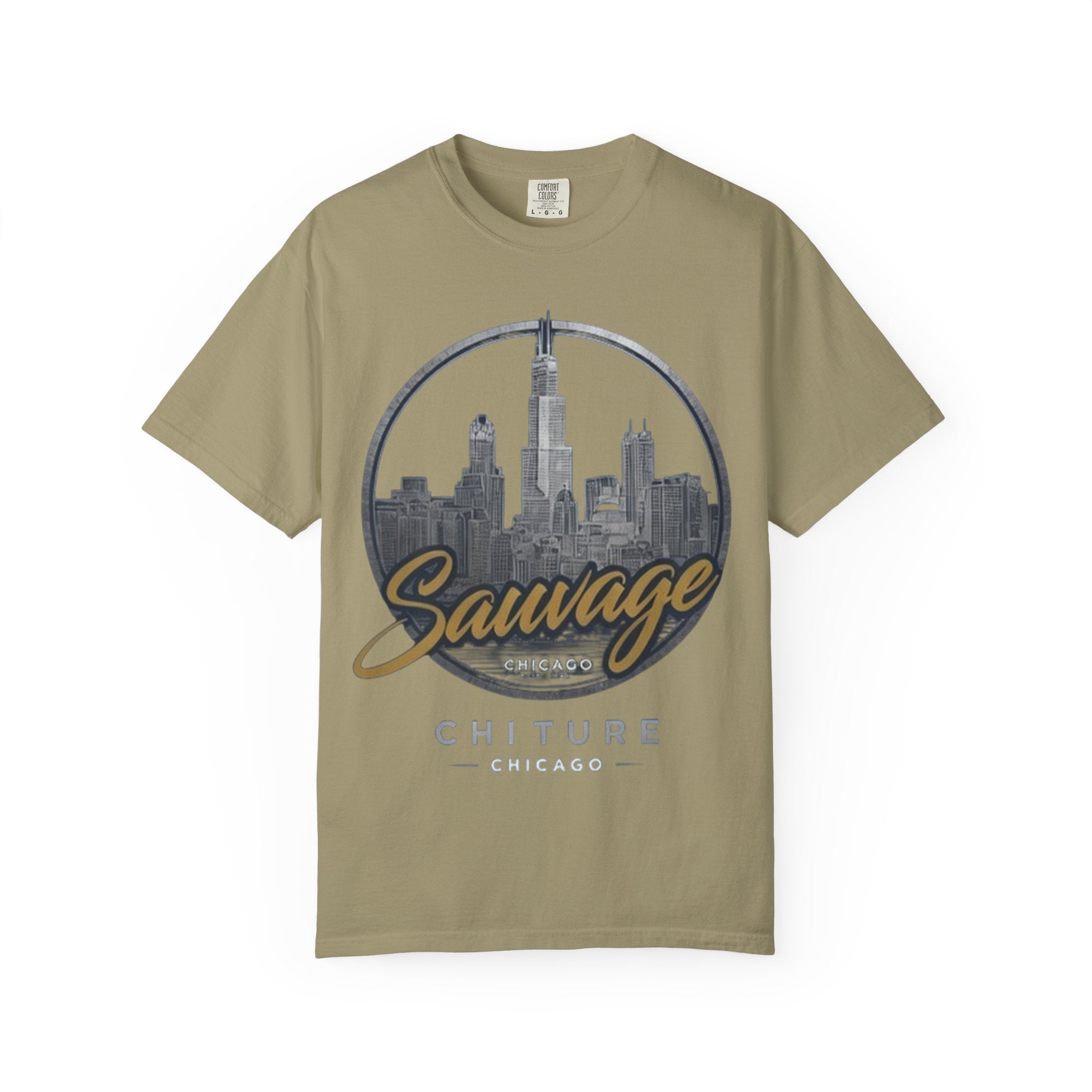Chicago Skyline T-Shirt — "Sauvage" Graphic Tee Gold