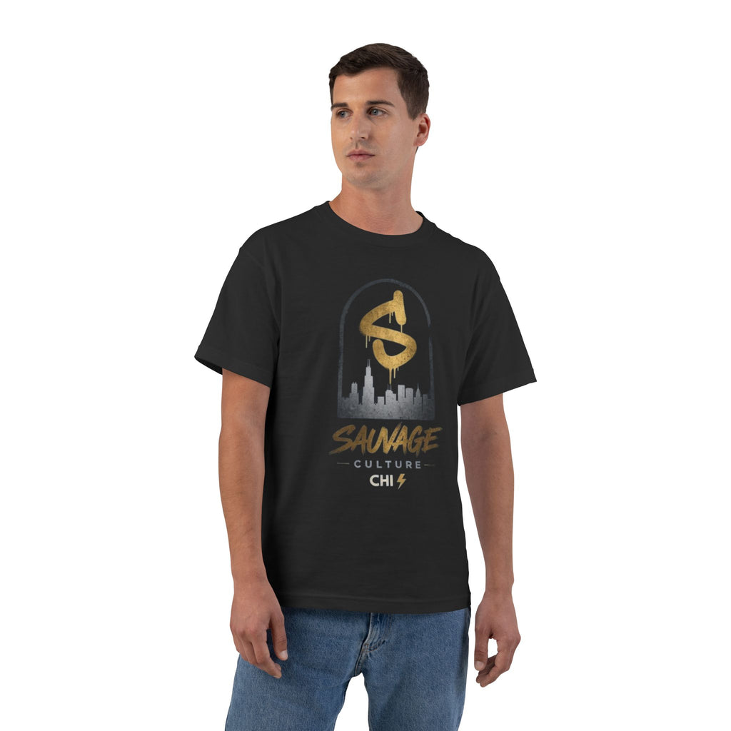 Savage Culture Skyline T-Shirt — Gold Logo Urban Streetwear
